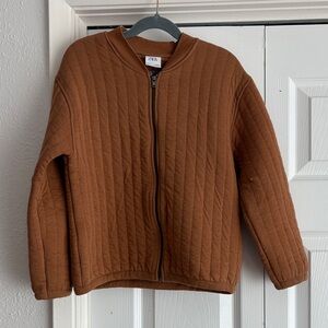 Zara (flawed) Kids Tan Brown Quilted Zip Jacket